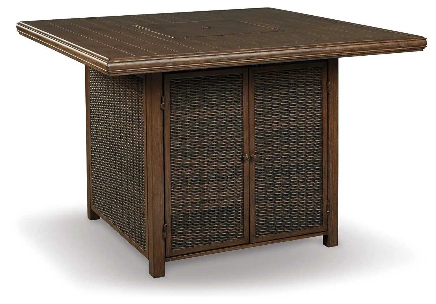 Paradise Trail - Square Bar Table w/Fire Pit - Medium Brown by Unique Piece Furniture
