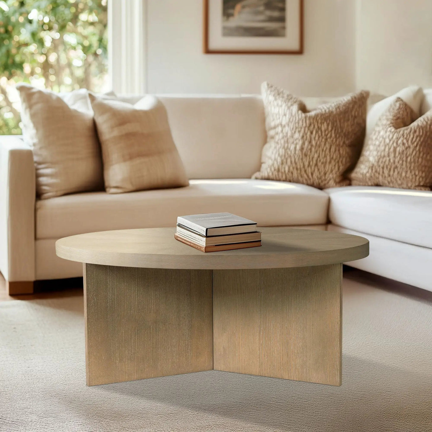 Round Coffee Table With Solid Veneer Top by HouseOfZazla