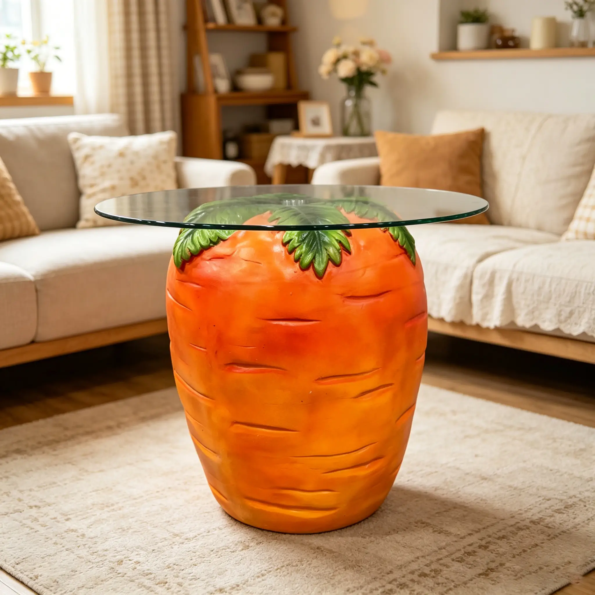 Carrot Shaped Side Table with Glass Top by HouseOfZazla