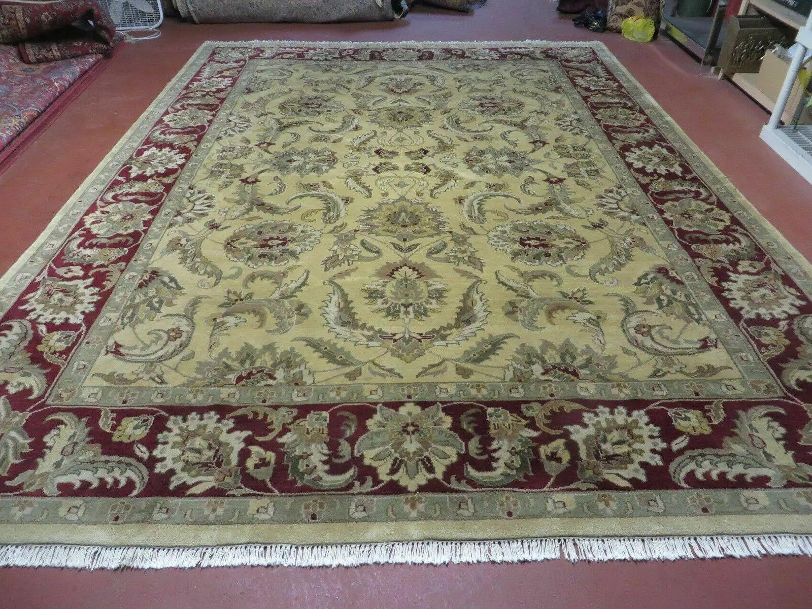9' X 12' Vintage Handmade India Oriental Jaipur Quality Tea Wash Hand Knotted by Jewel Rugs
