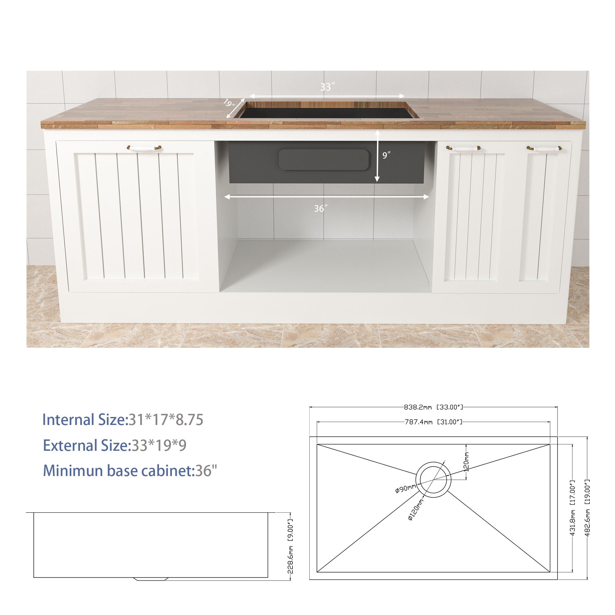 Modern Style Undermount Sink With Stainless Steel, Deep Single Bowl by HouseOfZazla
