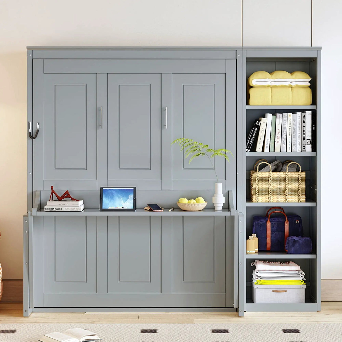 Sturdy Murphy Bed With Desk And Bookshelf by HouseOfZazla