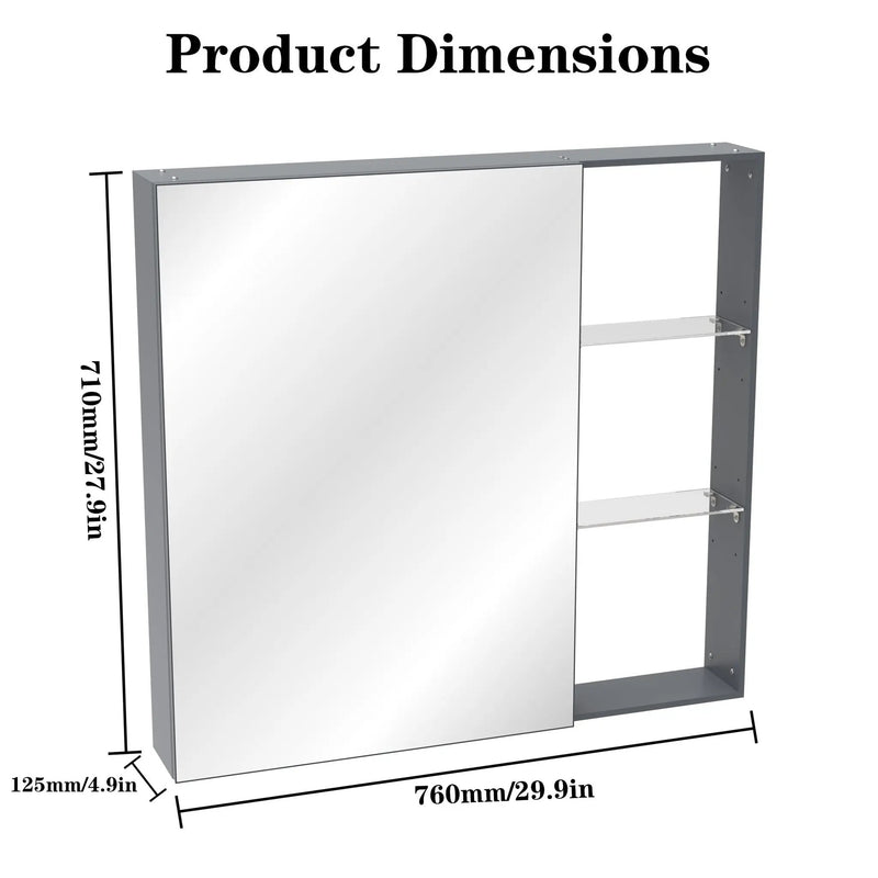 Medicine Cabinet, Wall Mounted Bathroom Mirror With Storage, Adjustable Shelves - Black Brown by Unique Piece Furniture