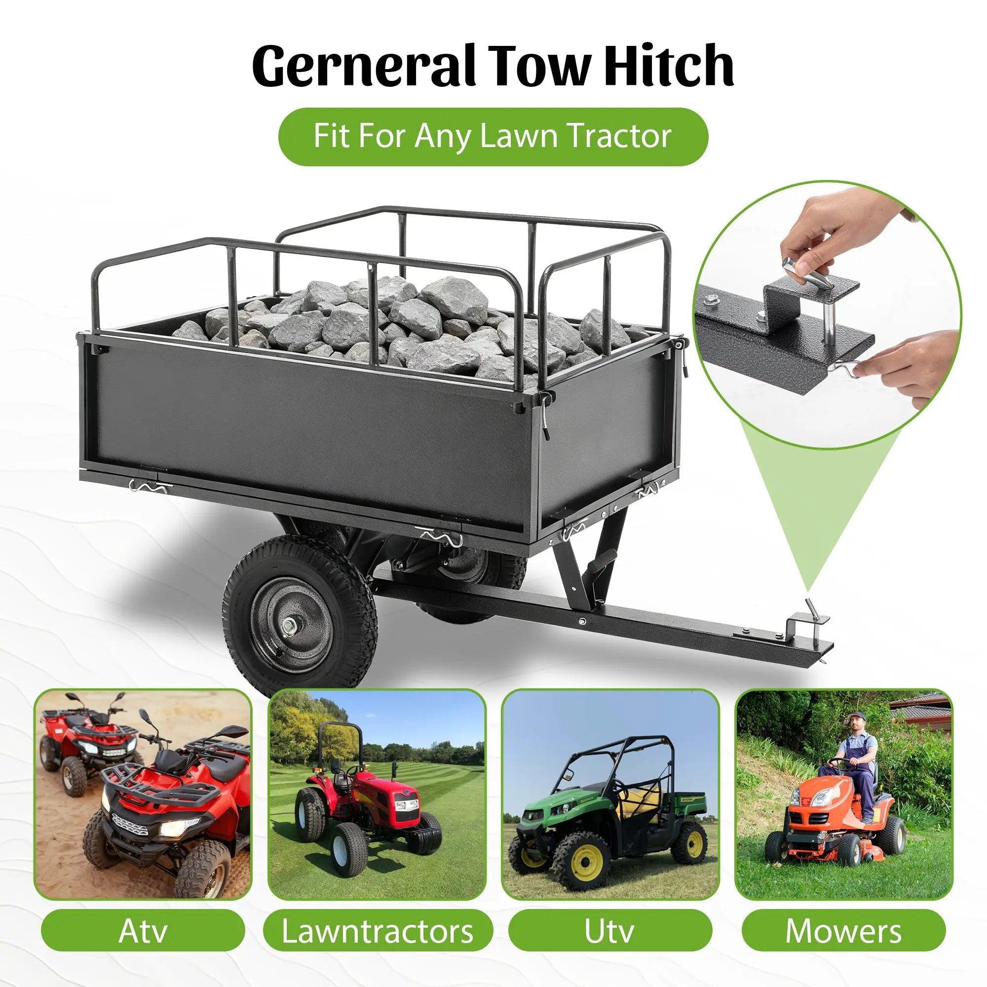 600LBS Heavy Duty Steel Dump Cart Trailer, 17 Cu.Ft. by HouseOfZazla