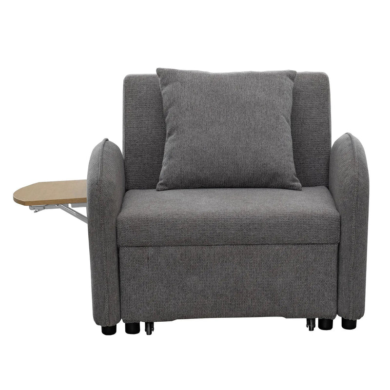Convertible Single Chair Bed 3 In 1 Sofa With Computer Board And USB Ports - Gray by HouseOfZazla