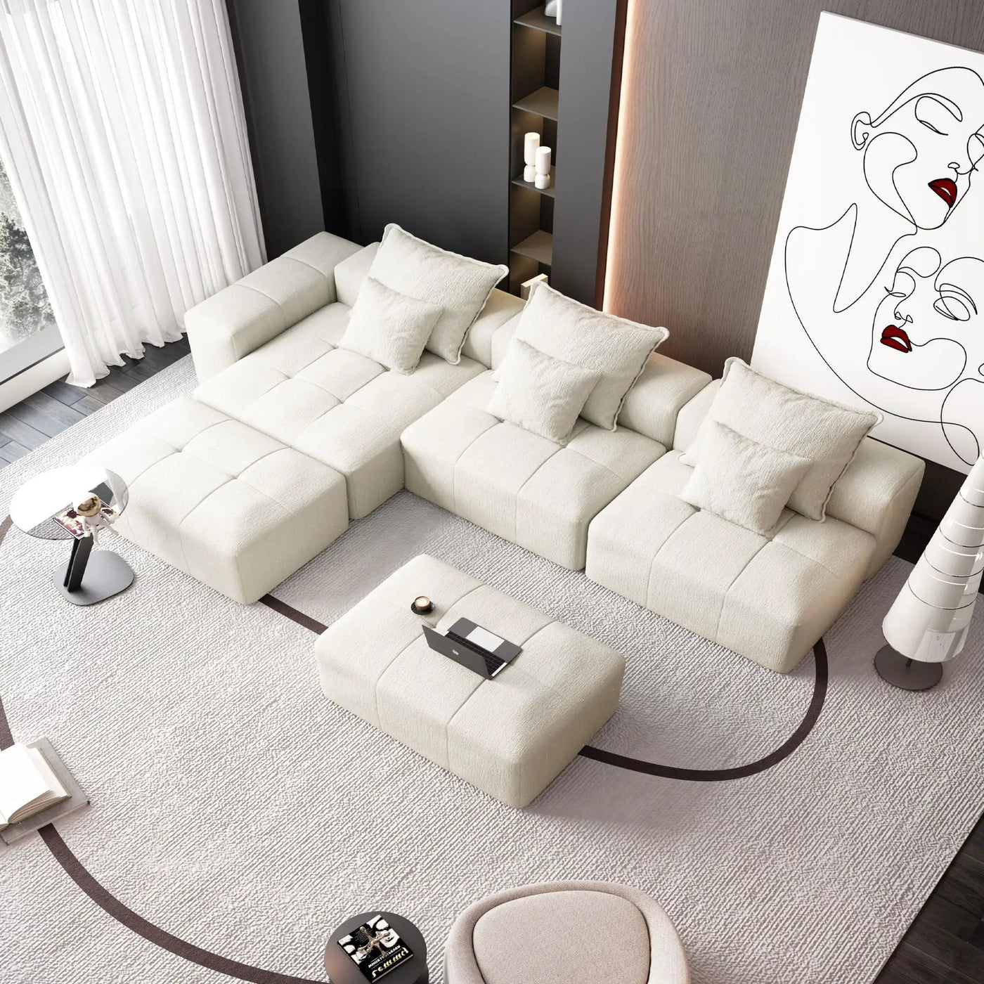 Modern Oversized DIY Combination Modular Sectional Sofa With Pillows by HouseOfZazla