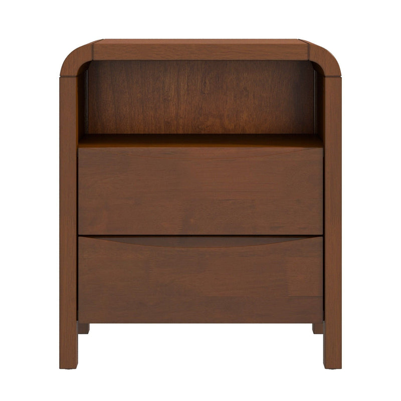 Brown 2-Drawer Nightstand with Solid Wood Construction, photo 3 of 13