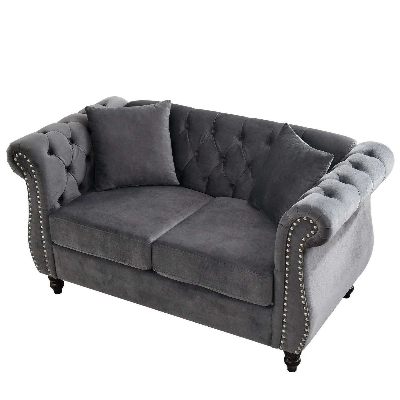 Chesterfield Sofa With Rolled Arms And Nailhead Trim by HouseOfZazla