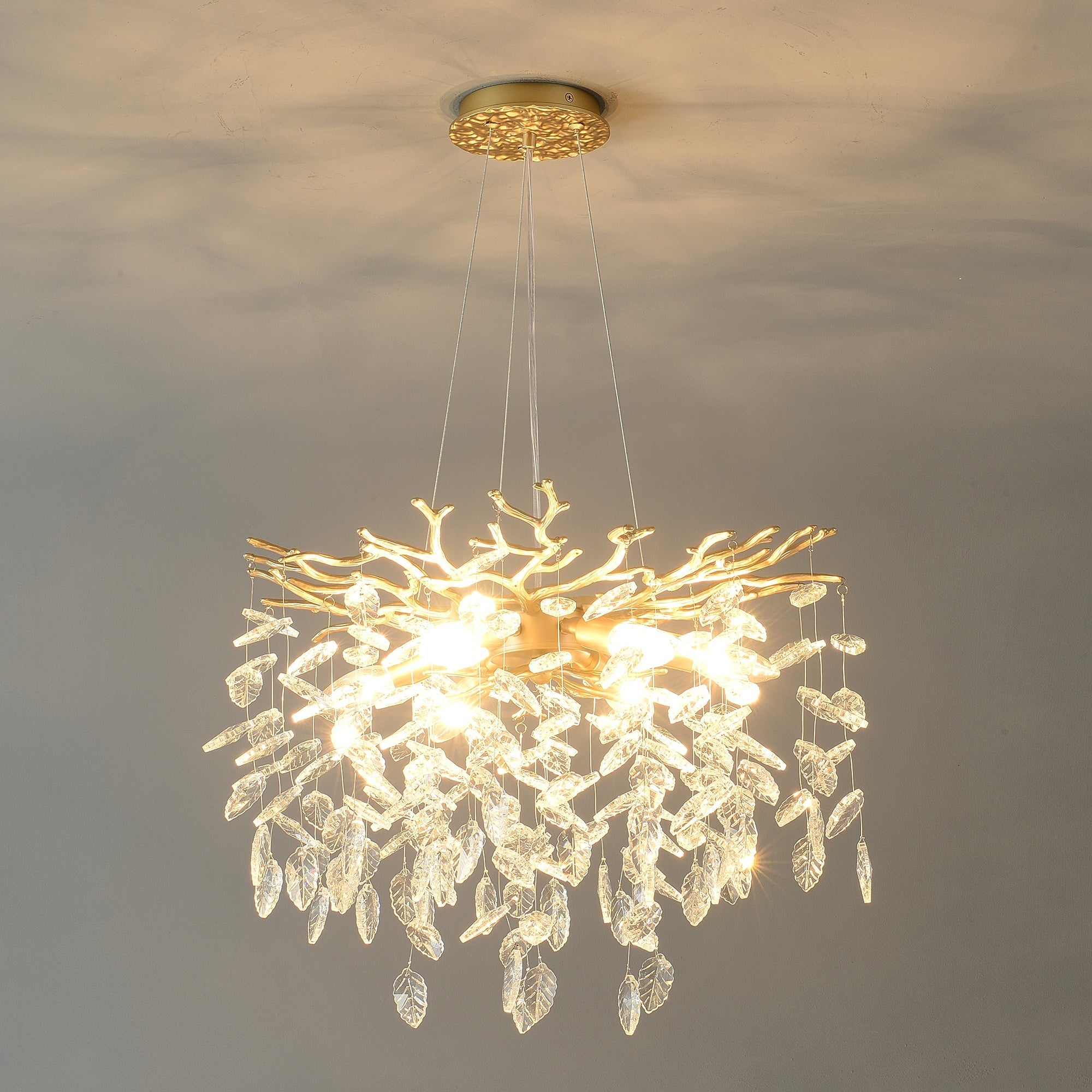 6-Light Chandelier Crystal Ceiling Lamp - Gold Finish by HouseOfZazla