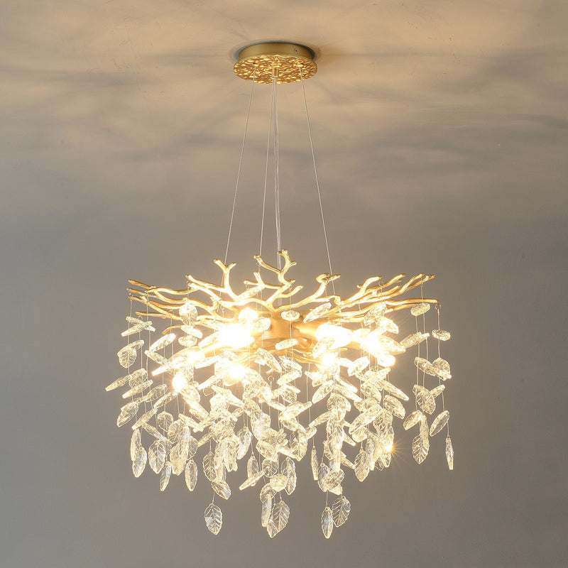 6-Light Chandelier Crystal Ceiling Lamp - Gold Finish by HouseOfZazla