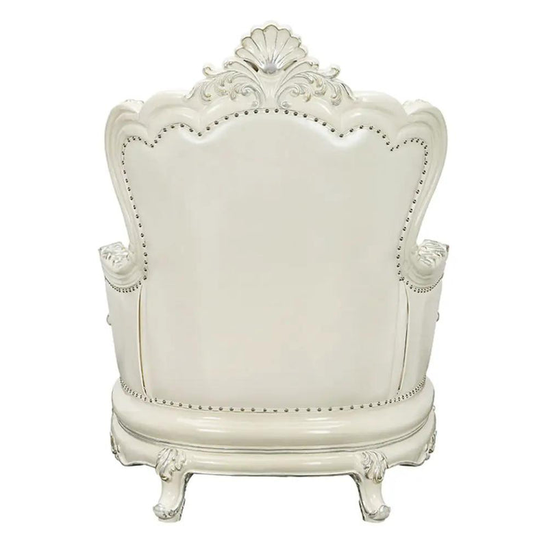 Adara - Chair With 2 Pillows - Pearl White Synthetic Leather & Antique White by Unique Piece Furniture