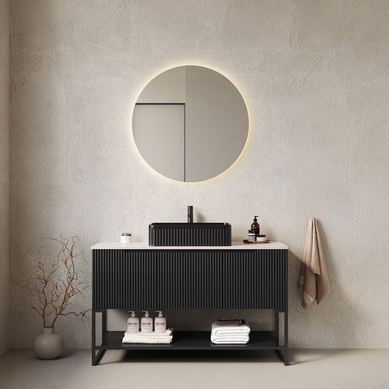Tulio 48" Bathroom Vanity & Sink with 3 Doors and Open Shelf by HouseOfZazla