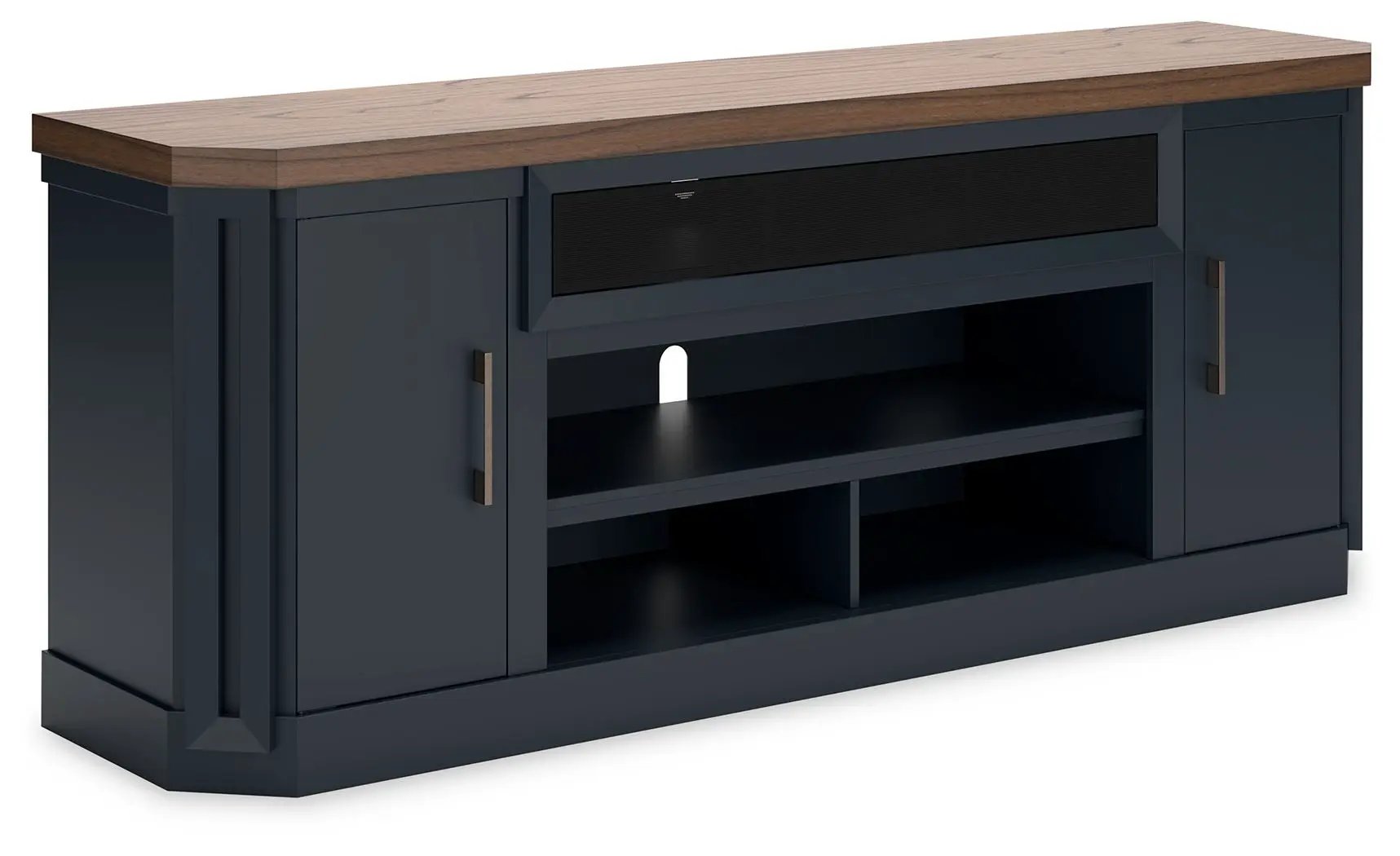 Landocken - XL TV Stand W/Fireplace Option - Brown / Blue by Unique Piece Furniture