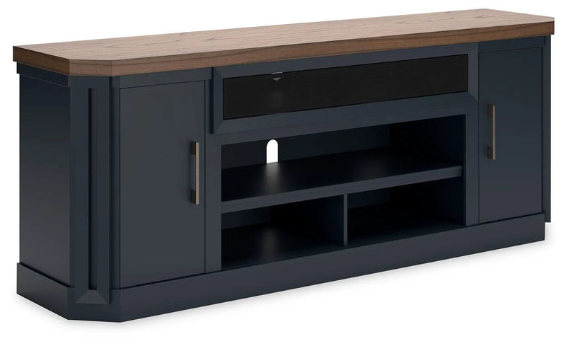 Landocken - XL TV Stand W/Fireplace Option - Brown / Blue by Unique Piece Furniture