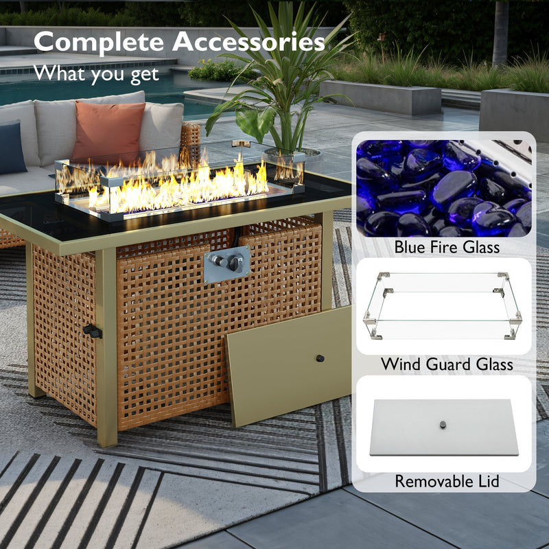 K&K 8-Piece Patio Furniture Set with Fire Pit Table by HouseOfZazla