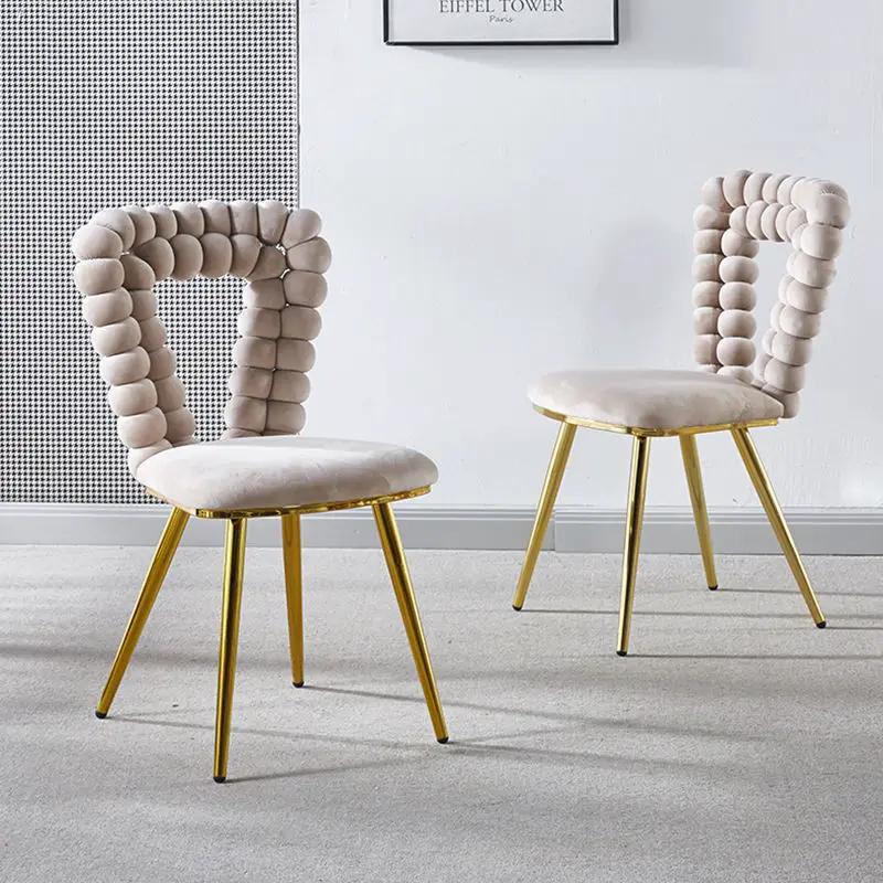 Modern Chair With Iron Tube Legs, Soft Cushions And Comfortable Backrest, Suitable For Dining Room, Living Room, Cafe, Hairball Back by HouseOfZazla