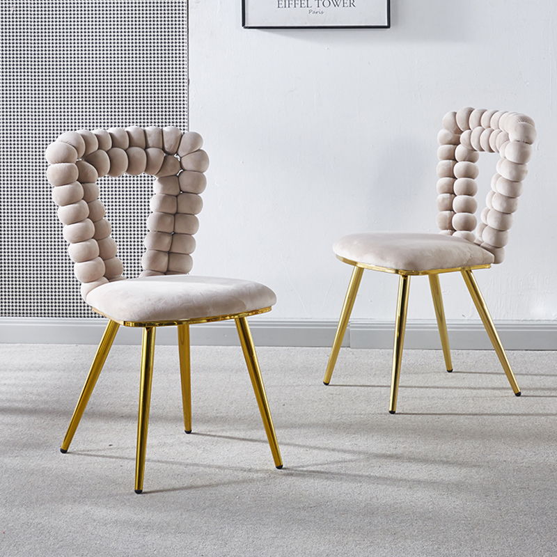 Modern Chair Set with Iron Tube Legs and Soft Cushions - Multiple Colors