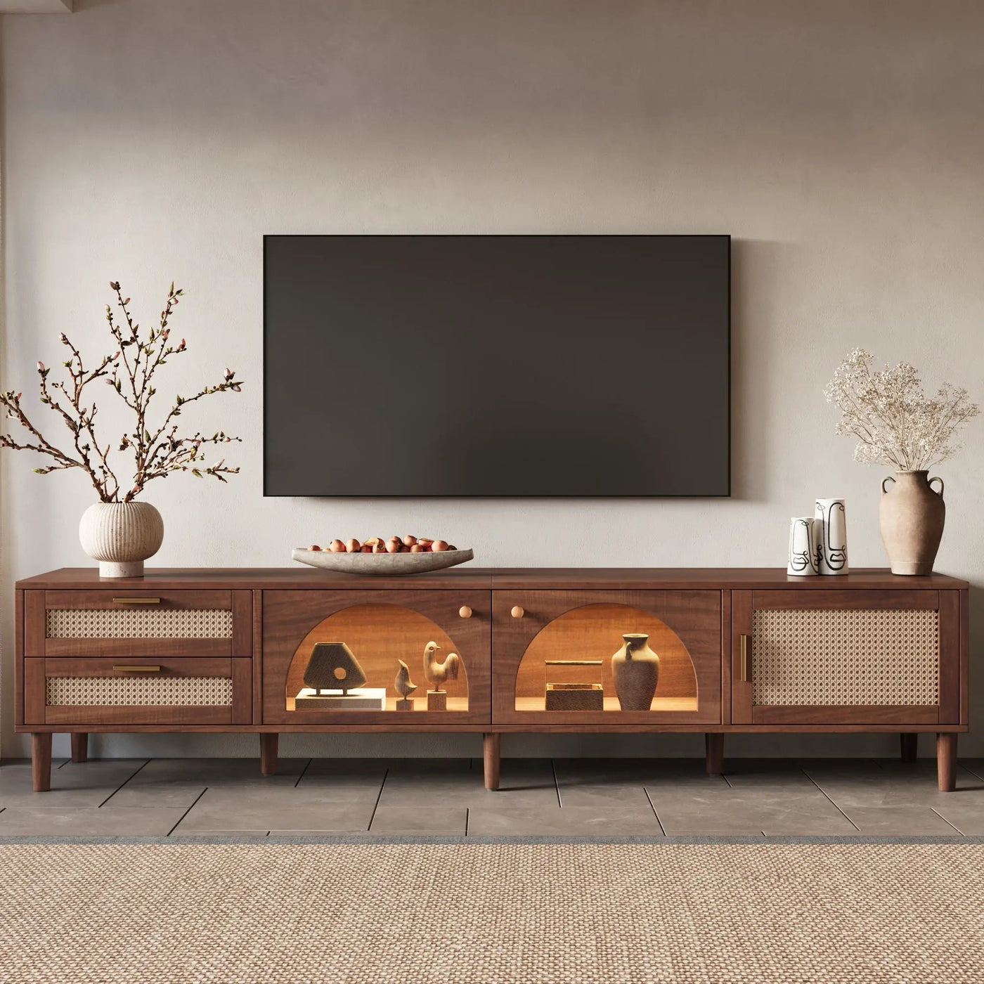 TV Stand With App-Controlled LED Lights, 2 Drawers & Door Storage by Unique Piece Furniture