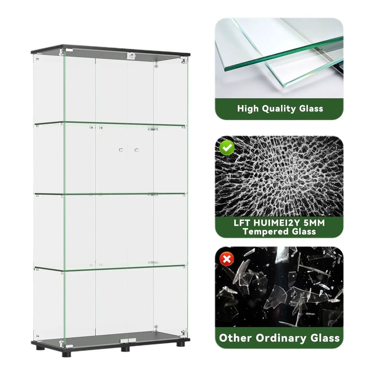 Display Cabinet With Shelf Double Doors And Lock by HouseOfZazla