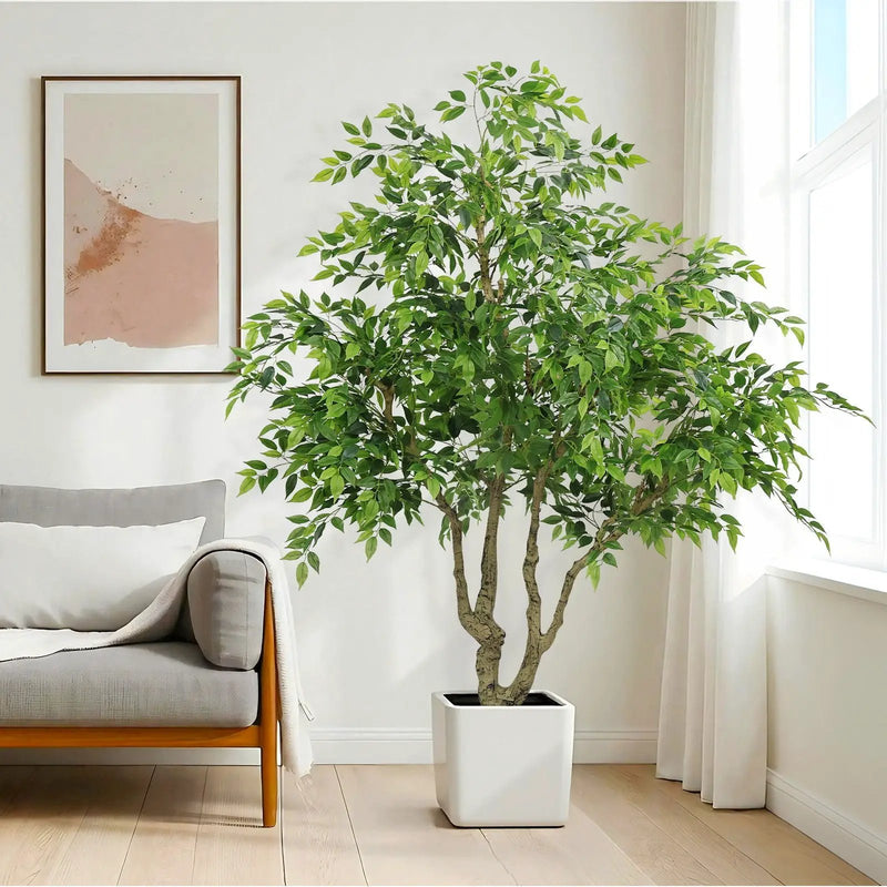 Artificial Banyan Tree With A Trunk And Lifelike Leaves, For Indoor And Outdoor Use - Green by HouseOfZazla