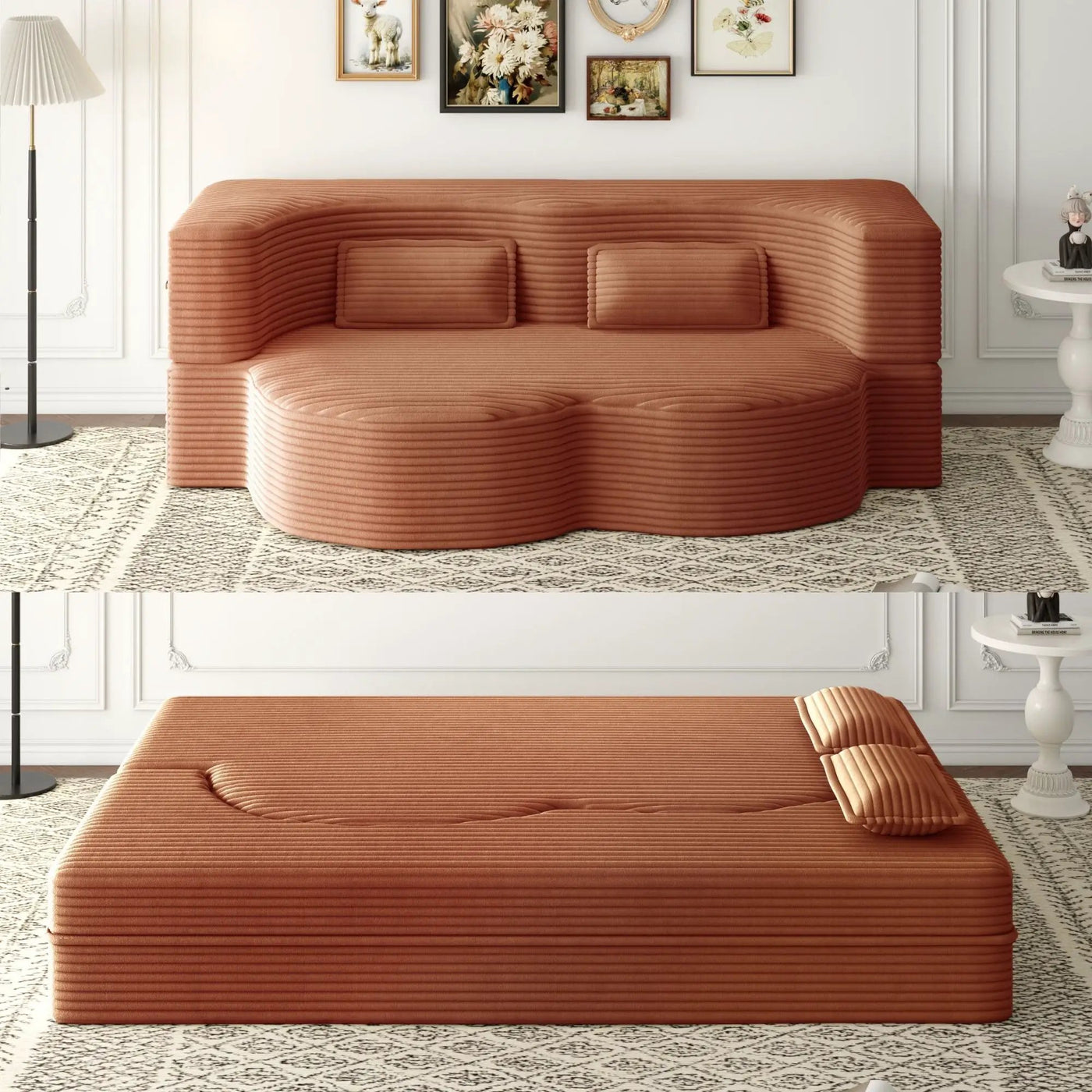Convertible Foam-Filled Sleeper Sofa Bed with 2 Pillows by HouseOfZazla