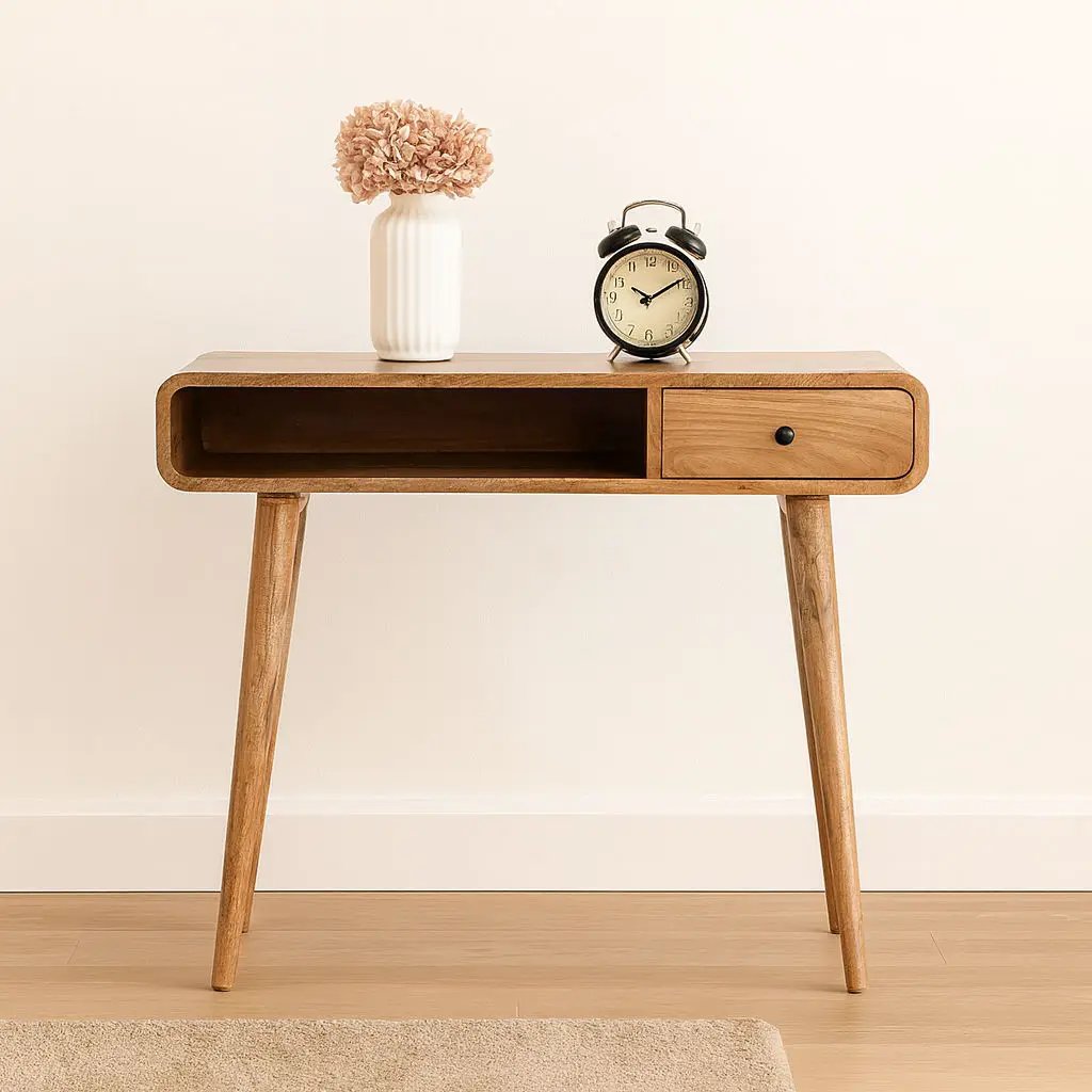 Curved Writing Desk - Oak by Unique Piece Furniture