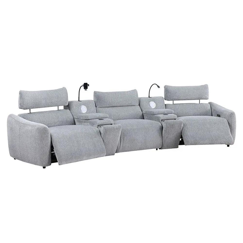 Fullar - Modular Power Motion Armless Recliner - Light Gary Chenille by Unique Piece Furniture