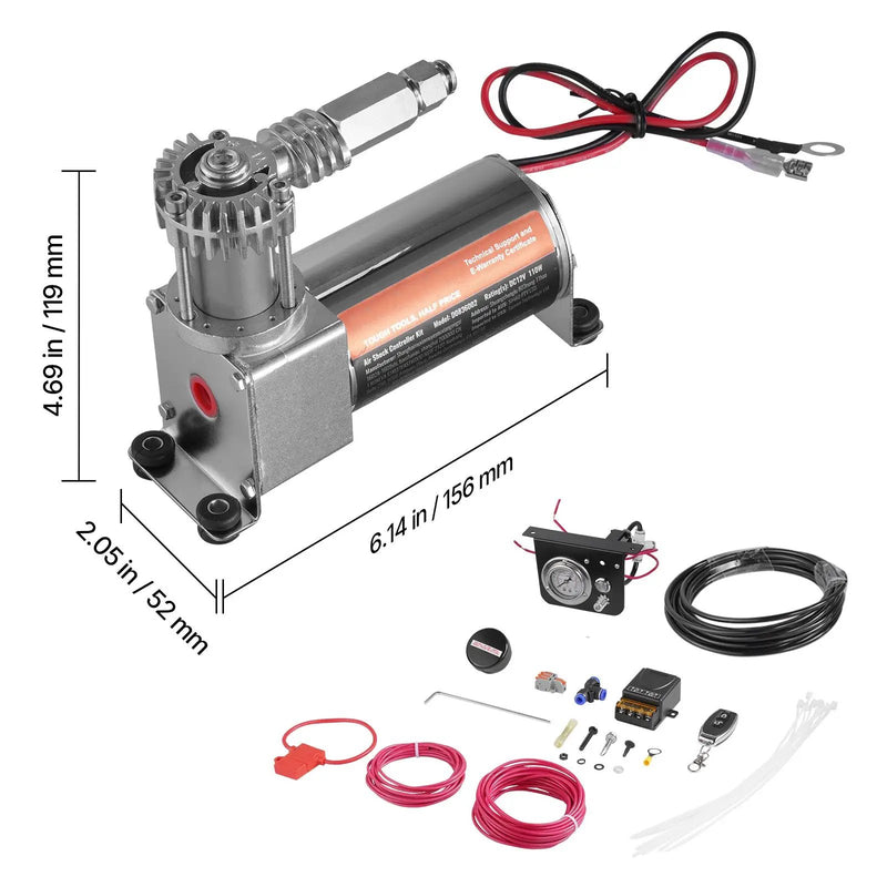 Air Shock Controller Kit 12V 100PSI On-Board Air Compressor System by HouseOfZazla