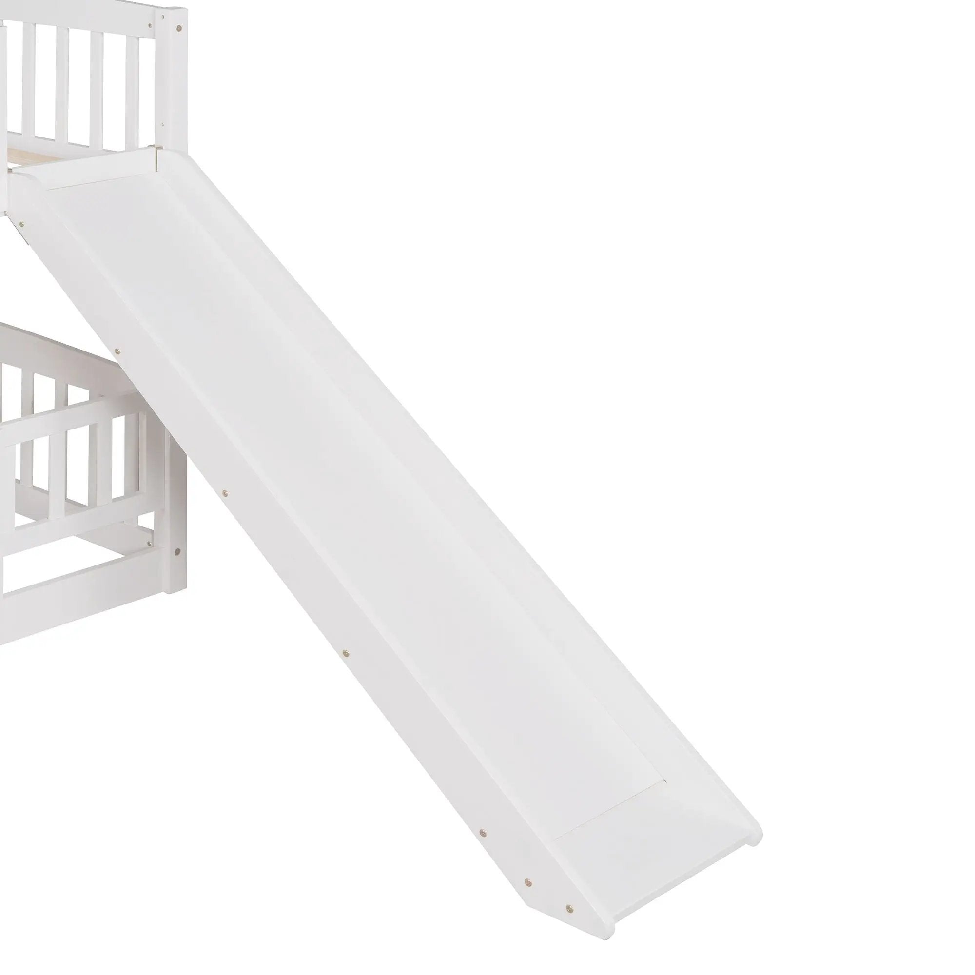 Low Bunk Bed With Slide, Fence And Ladder