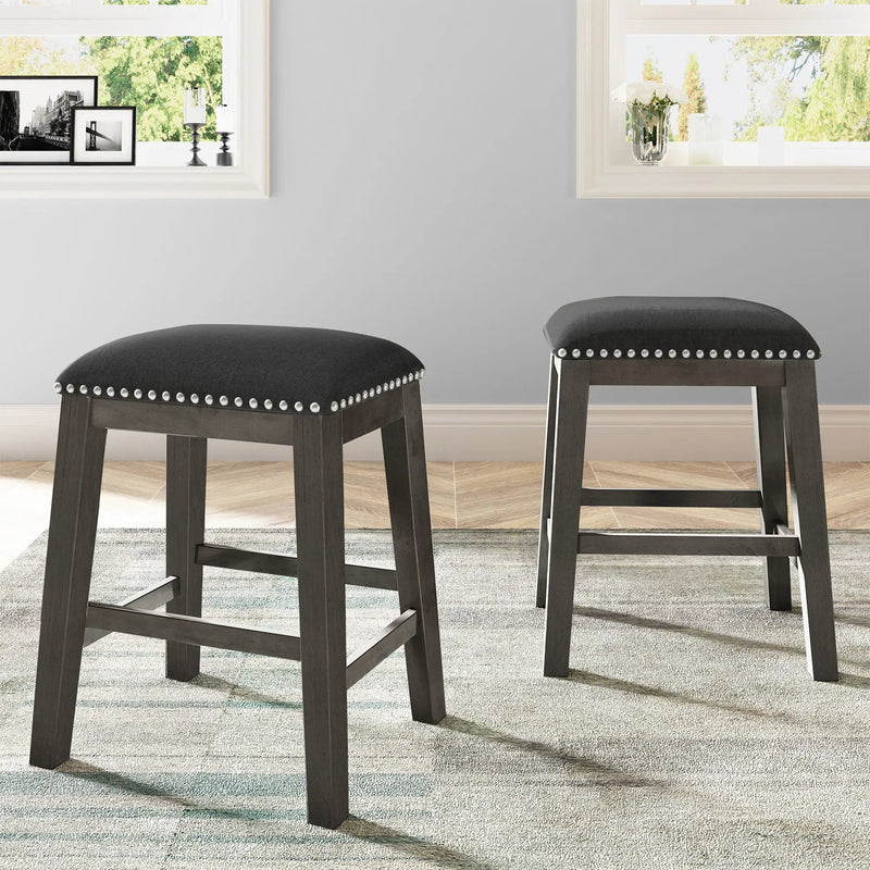 5 Pieces Counter Height Rustic Farmhouse Dining Room Wooden Bar Table Set With 2 Stools And 2 Chairs by HouseOfZazla
