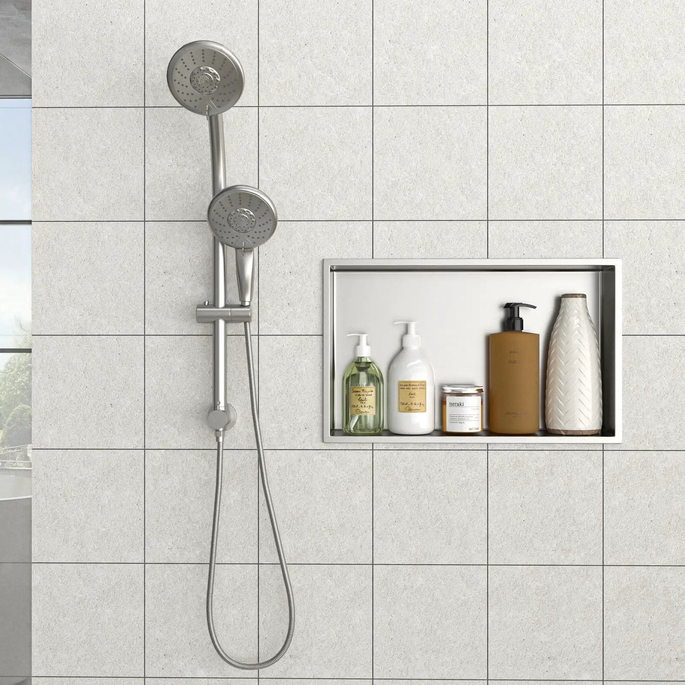 Stainless Steel Shower Niche With Seamless Design For Bathroom Storage by HouseOfZazla