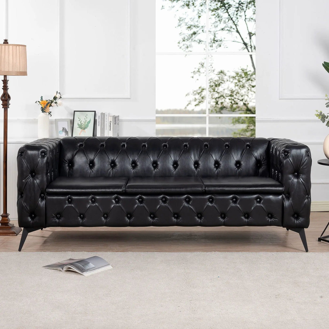 Square Arm Removable Cushion 3 Seater Sofa by Unique Piece Furniture