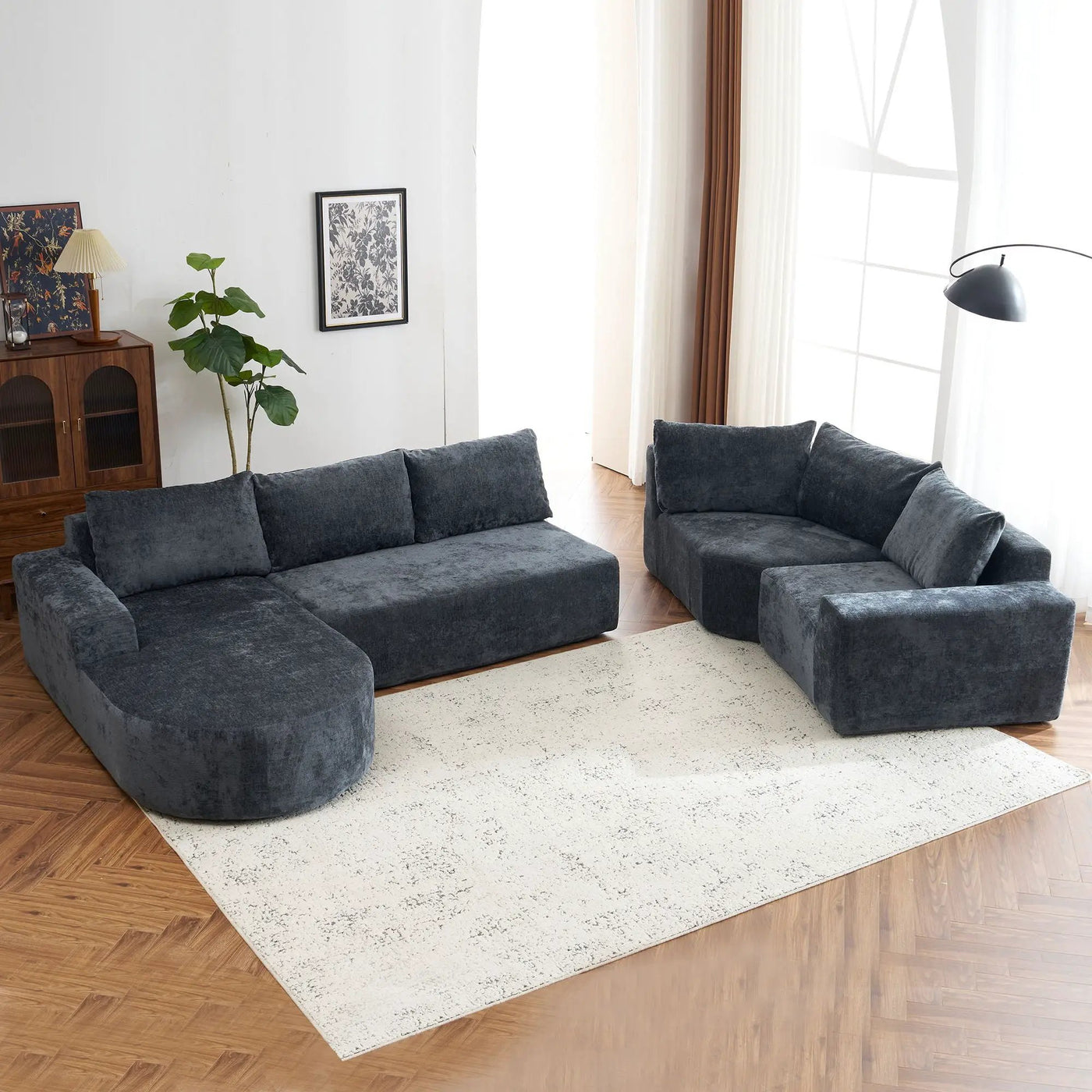 U-Shaped Oversized Modular Cloud Sectional Sofa With Deep Seat For Living Room by HouseOfZazla