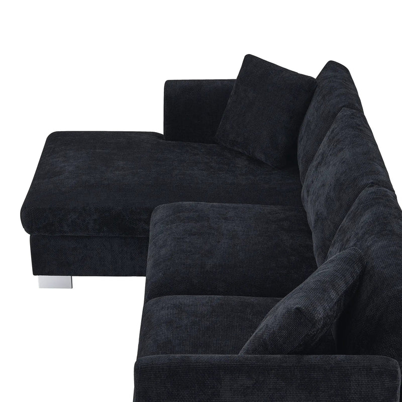 Modern Cloud Sectional Sofa L Shaped Luxury Couch Set With 2 Free Pillows 4 Seat With Oversized Chaise by HouseOfZazla