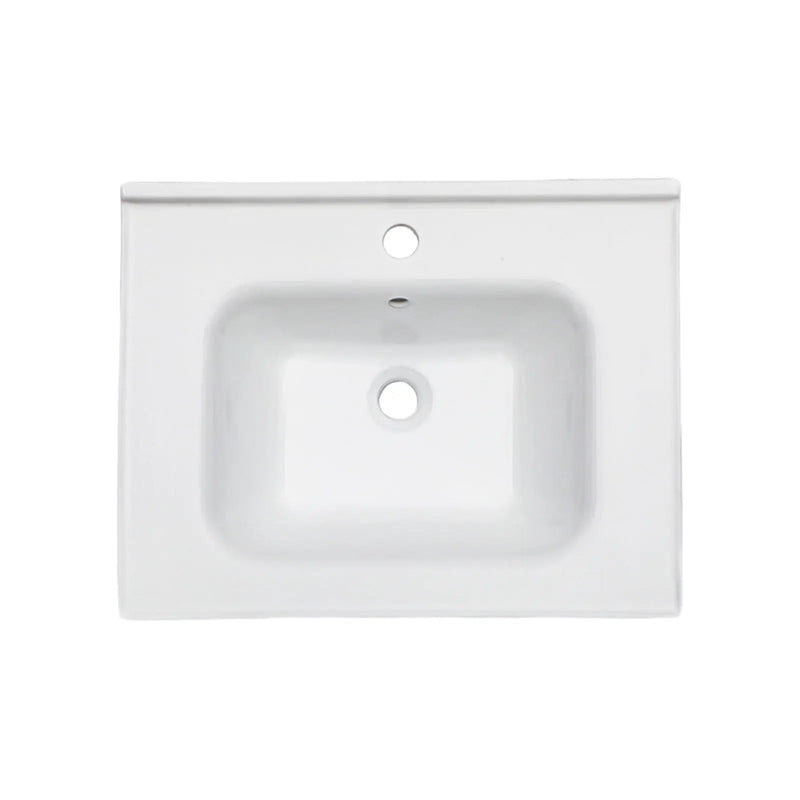 Rectangular Single Vanity Top With 1 Faucet Hole And Overflow Ceramic by HouseOfZazla