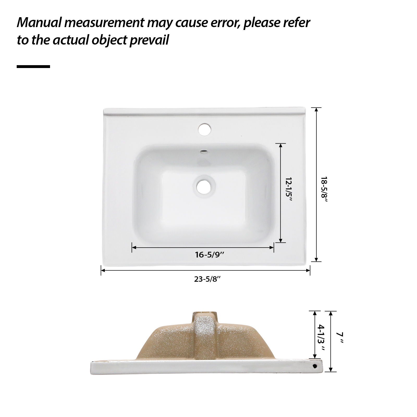 Rectangular Single Vanity Top With 1 Faucet Hole And Overflow Ceramic by HouseOfZazla