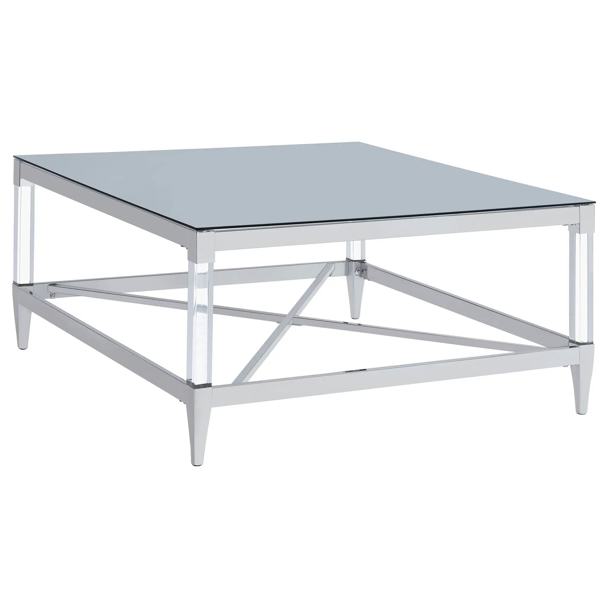 Lindley Square Tempered Mirror Acrylic Coffee Table Chrome by Unique Piece Furniture