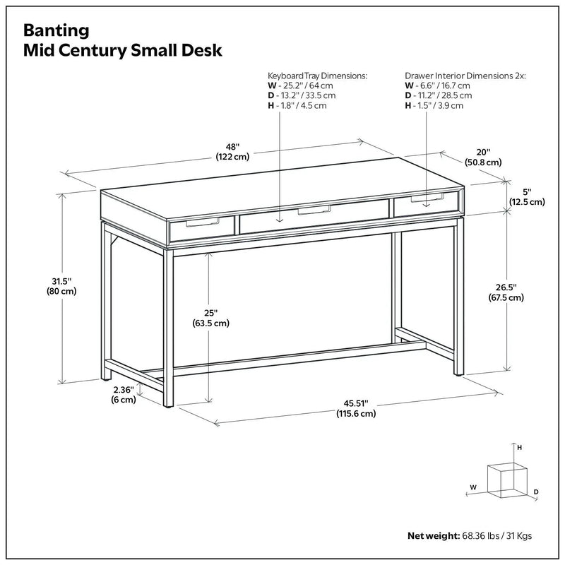 Banting - Small Desk - Walnut Brown