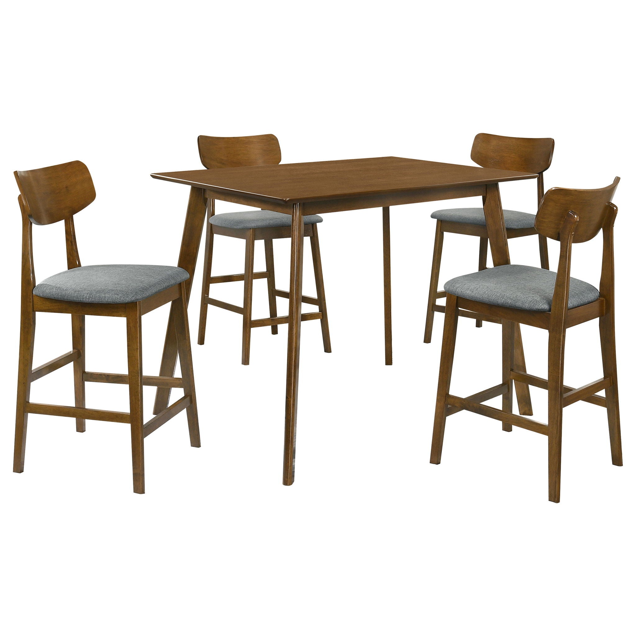 Aston - 5 Piece Counter Height Dining Set With Bent Backs And Upholstered Seats - Walnut by HouseOfZazla