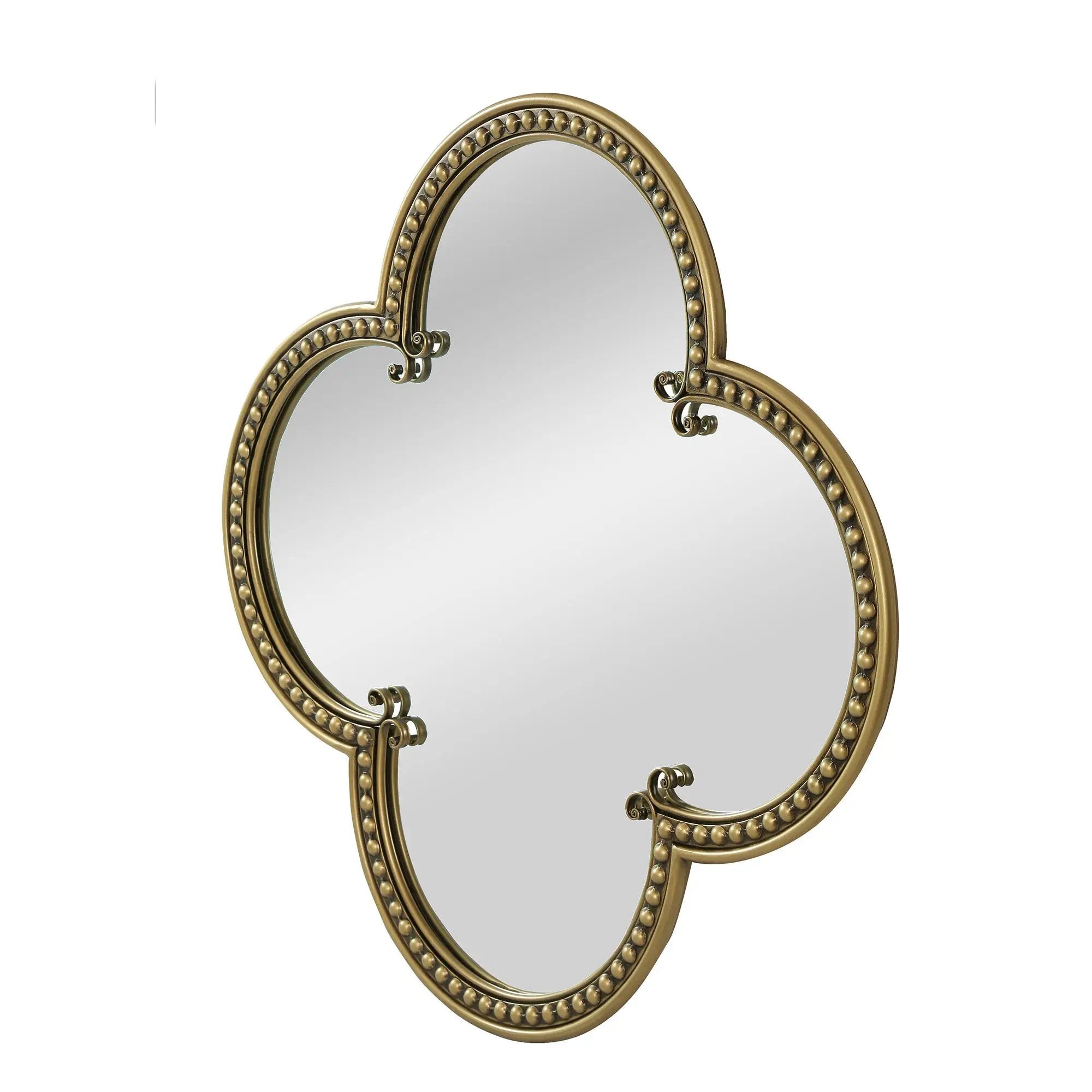Quatrefoil Mirror with Large Beaded Metal Frame by HouseOfZazla