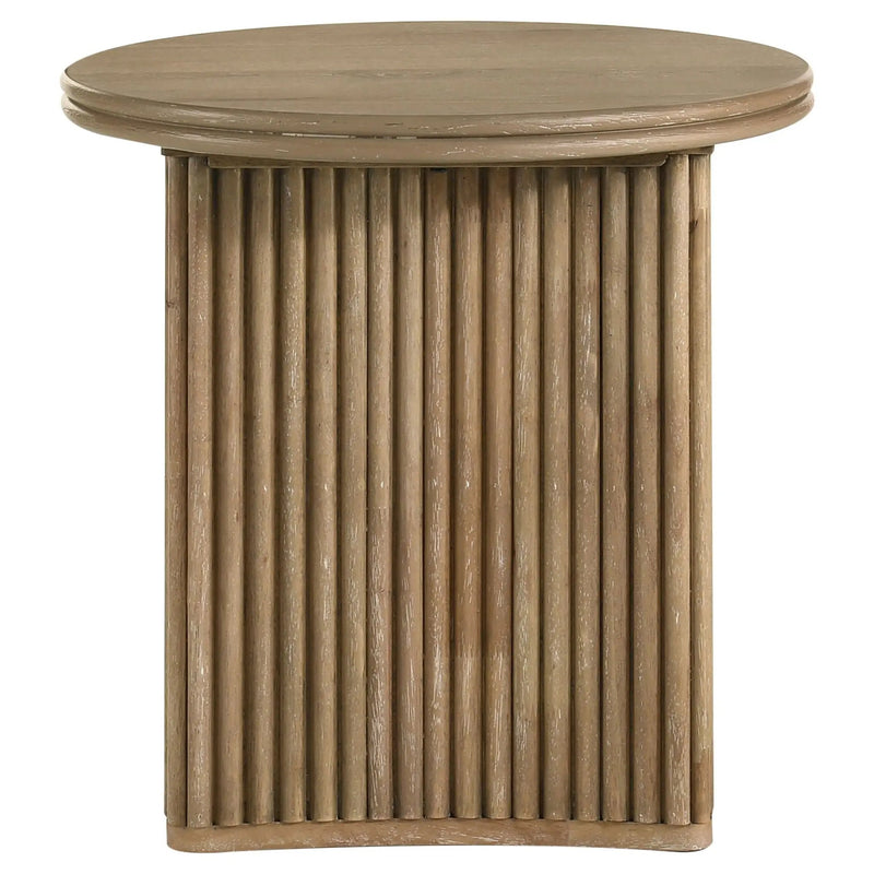 Adina 2-piece Round Coffee Table Set Distressed Light Brown by Unique Piece Furniture