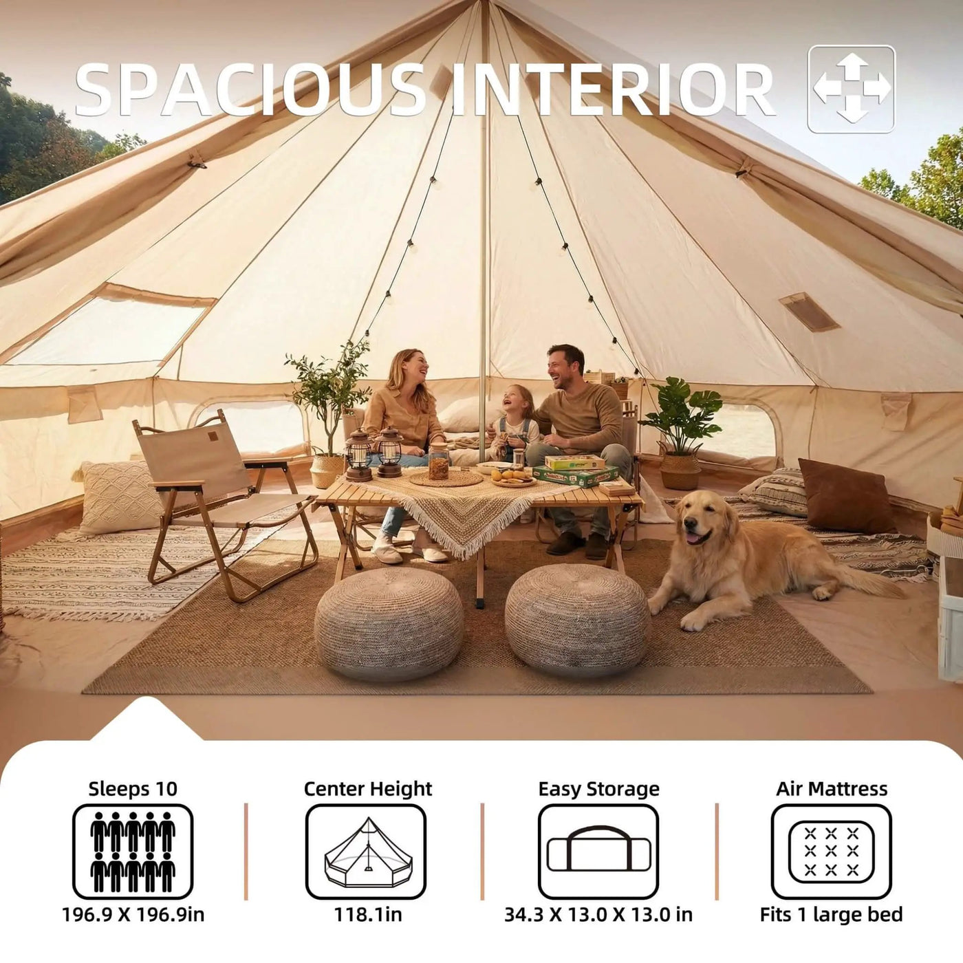 Large 16FT 10-Person All-Season Waterproof Bell Tent With Stove Jack (SAK31584) by SAKSBY WHOLESALE