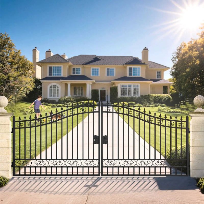 16x8 ft Steel Dual Swing Driveway Gate, photo 12 of 16