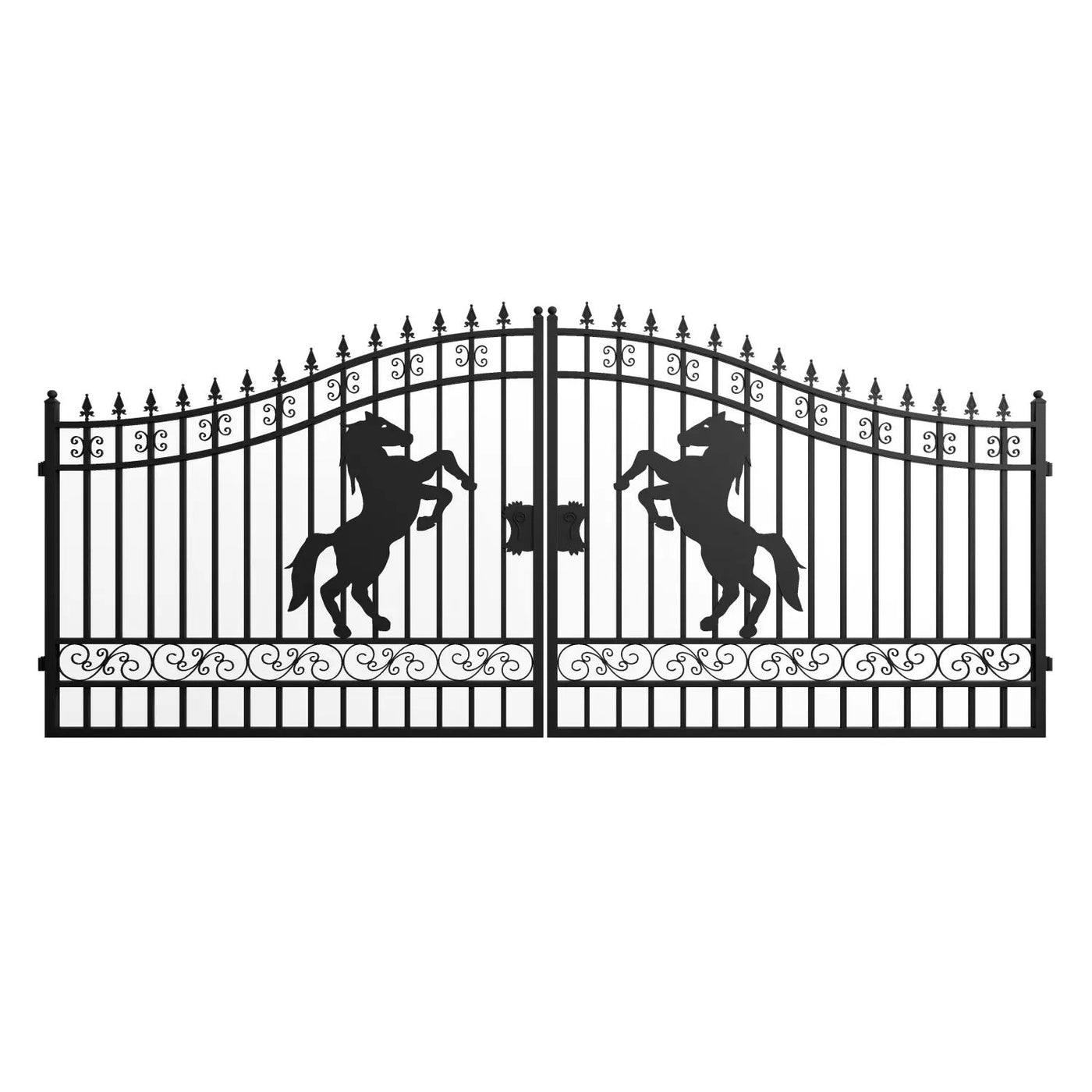 16x7 ft Steel Dual Swing Driveway Gate with Horse Pattern by Chery Industrial