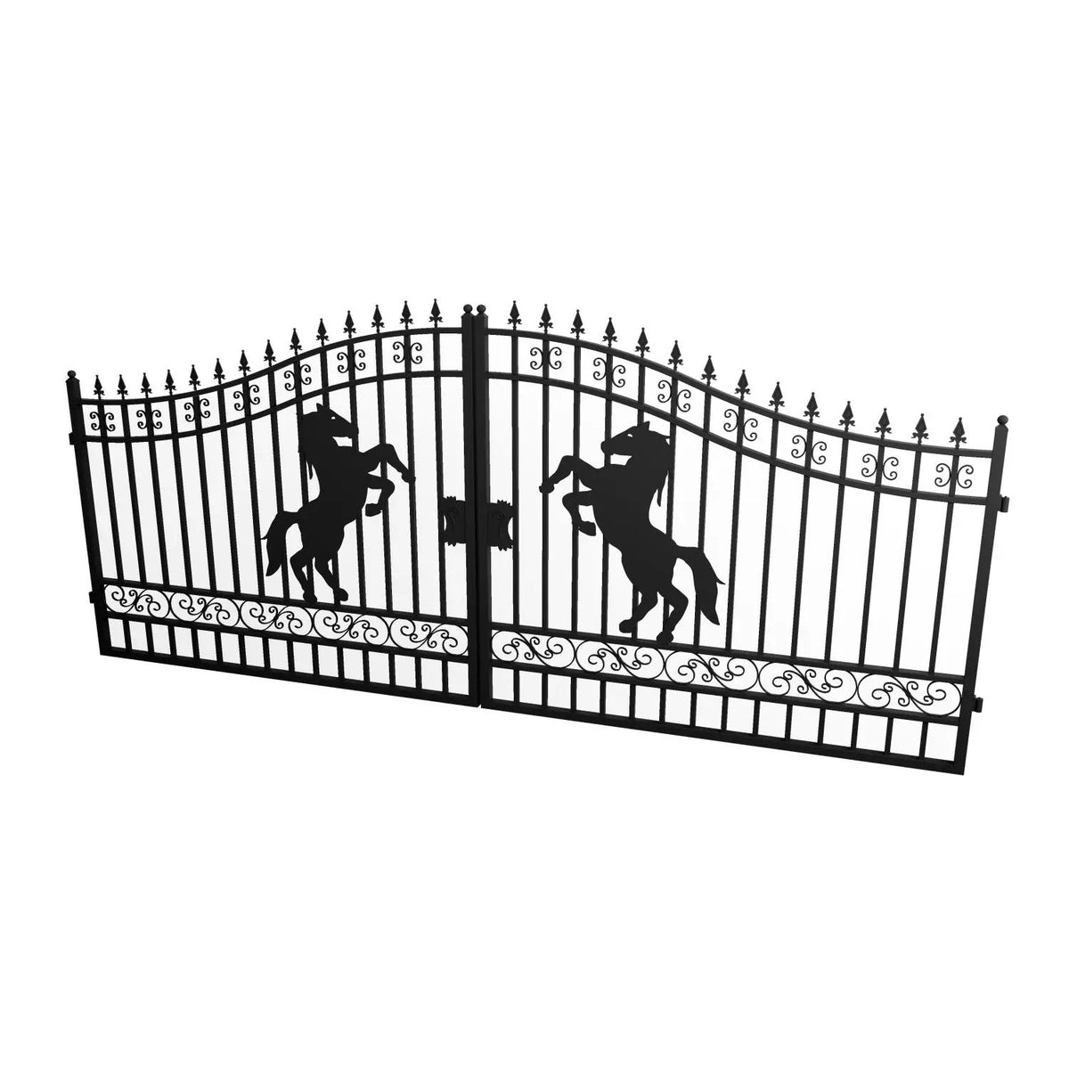 16x7 ft Steel Dual Swing Driveway Gate with Horse Pattern, photo 13 of 17