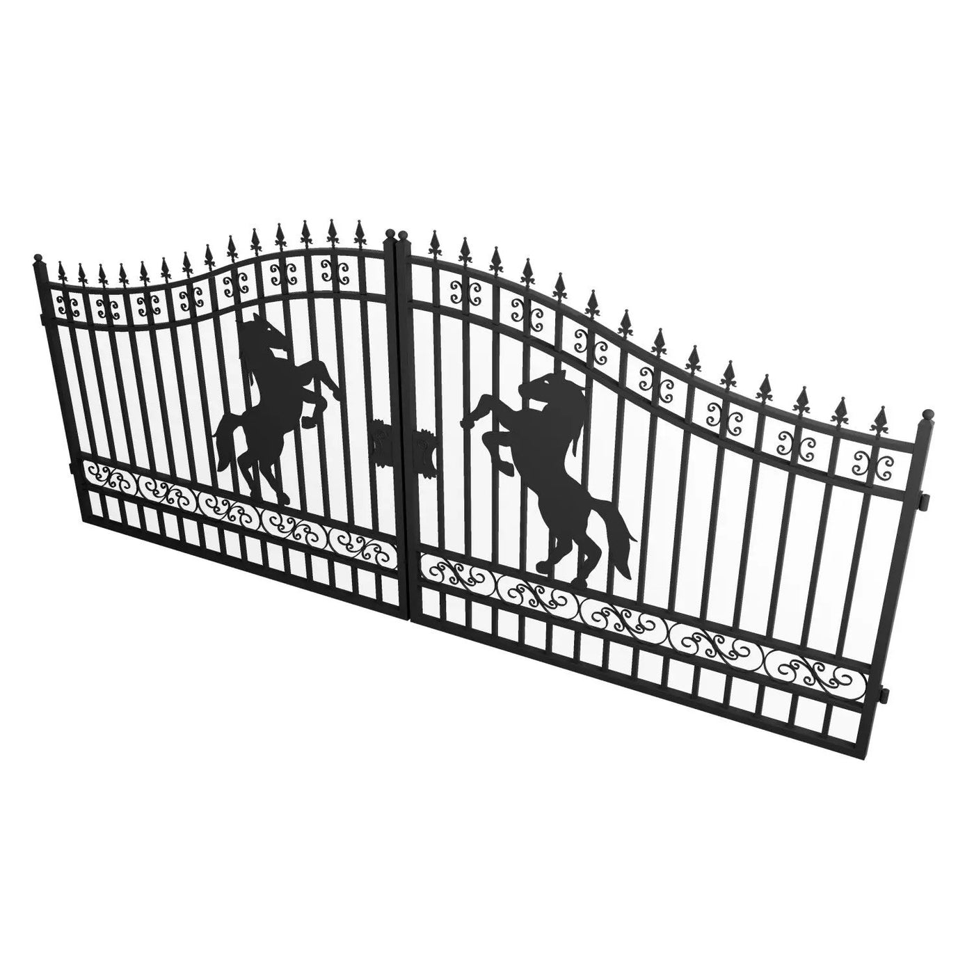 16x7 ft Steel Dual Swing Driveway Gate with Horse Pattern by Chery Industrial