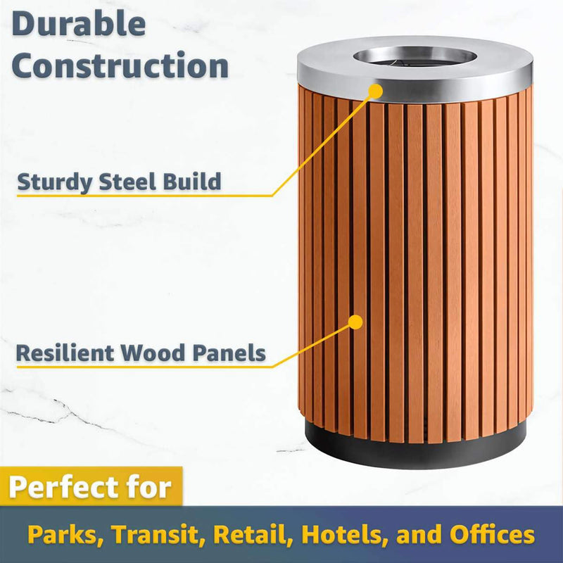 17-Gallon Commercial Round Outdoor Trash Can With Open Lid (SAK18520) by SAKSBY WHOLESALE