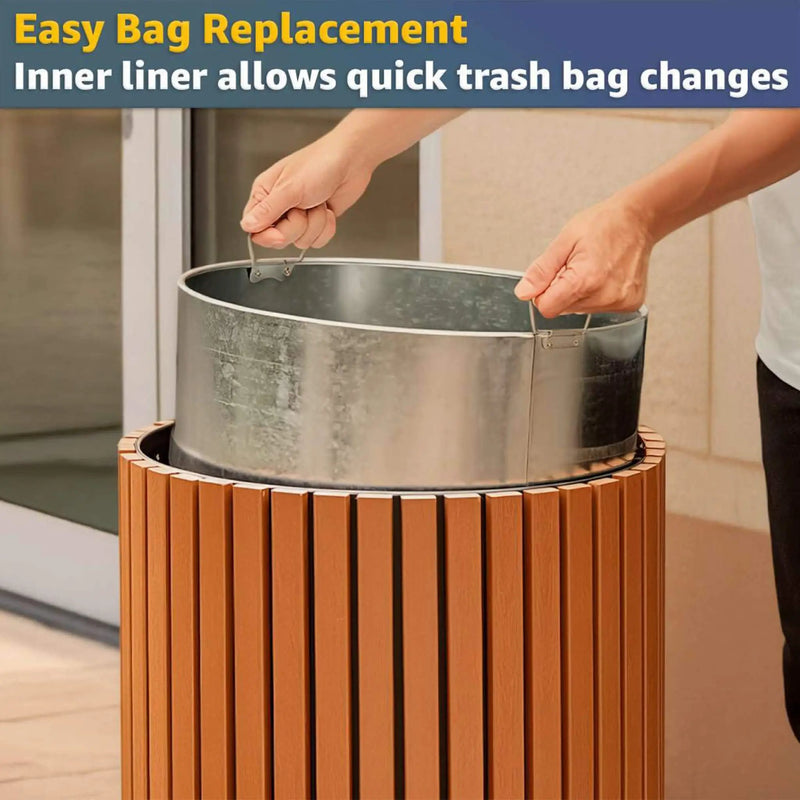 17-Gallon Commercial Round Outdoor Trash Can With Open Lid (SAK18520) by SAKSBY WHOLESALE