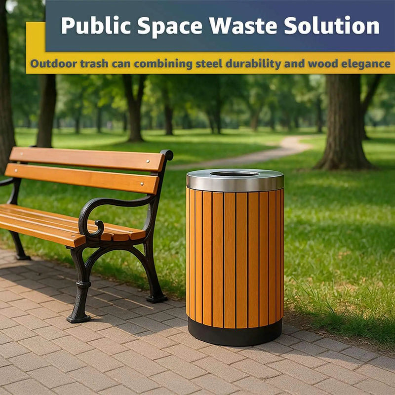17-Gallon Commercial Round Outdoor Trash Can With Open Lid (SAK18520) by SAKSBY WHOLESALE