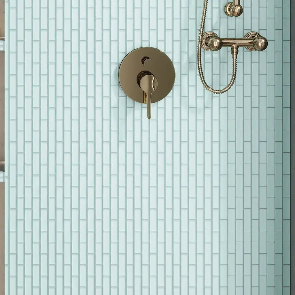 Blizzard Blue 12x12 Glossy Brick Glass Mosaic Tile (5 pack, 4.92 sq ft/case) by Apollo Tile